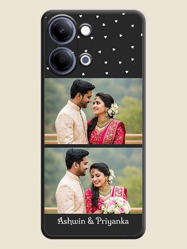 Custom Miniature Love Symbols with Name On Space Black Custom Soft Matte Mobile Back Cover - Vivo Y11 5G