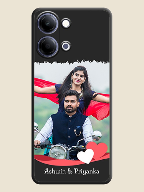 Custom Pin Color Love Shaped Ribbon Design with Text On Space Black Custom Soft Matte Mobile Back Cover - Vivo Y11 5G