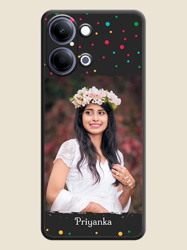 Custom Multicolor Dotted Pattern with Text On Space Black Custom Soft Matte Mobile Back Cover - Vivo Y11 5G