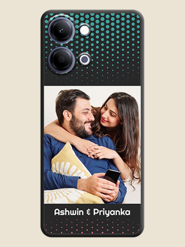 Custom Faded Dots with Grunge Photo Frame and Text On Space Black Custom Soft Matte Mobile Back Cover - Vivo Y11 5G