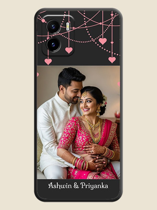 Custom Pink Love Hangings with Text on Space Black Custom Soft Matte Back Cover - Vivo Y15s