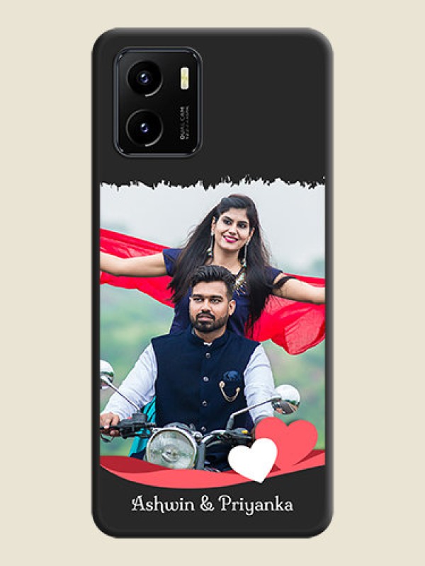 Custom Pin Color Love Shaped Ribbon Design with Text on Space Black Custom Soft Matte Phone Back Cover - Vivo Y15s