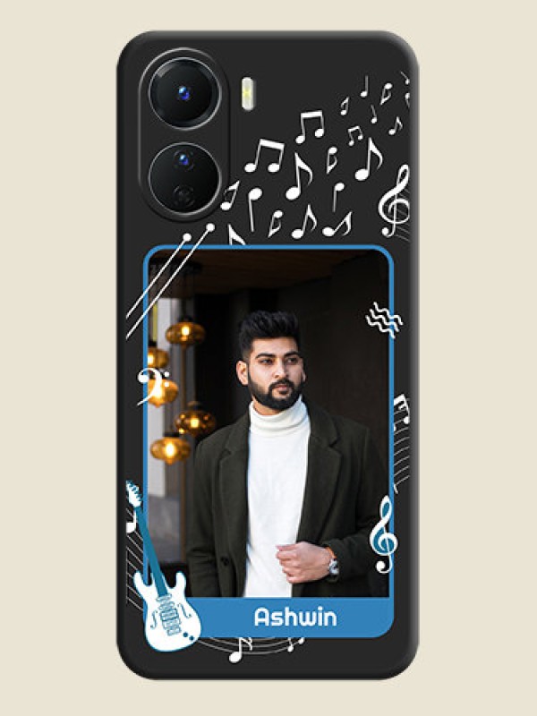 Custom Musical Theme Design with Text on Photo on Space Black Soft Matte Mobile Case - Vivo Y16