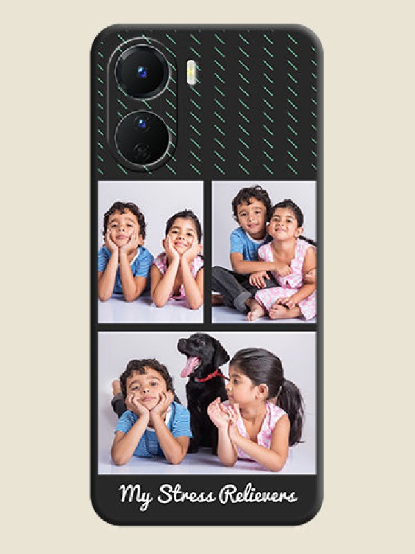 Custom Cross Dotted Pattern with 2 Image Holder  on Personalised Space Black Soft Matte Cases - Vivo Y16