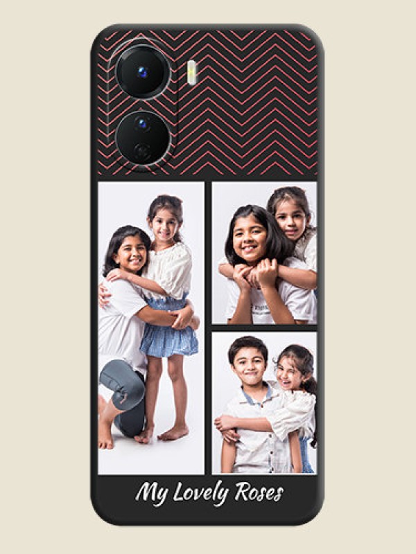 Custom Wave Pattern with 3 Image Holder on Space Black Custom Soft Matte Back Cover - Vivo Y16