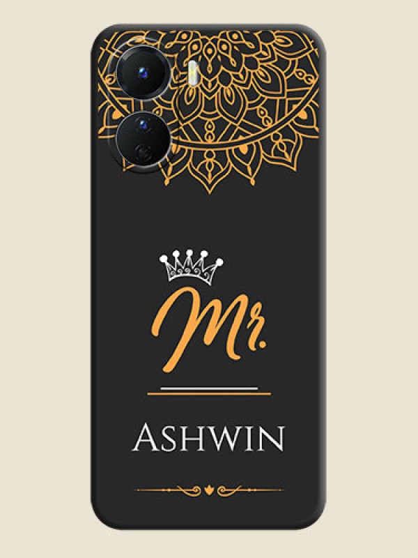 Custom Mr Name with Floral Design  on Personalised Space Black Soft Matte Cases - Vivo Y16