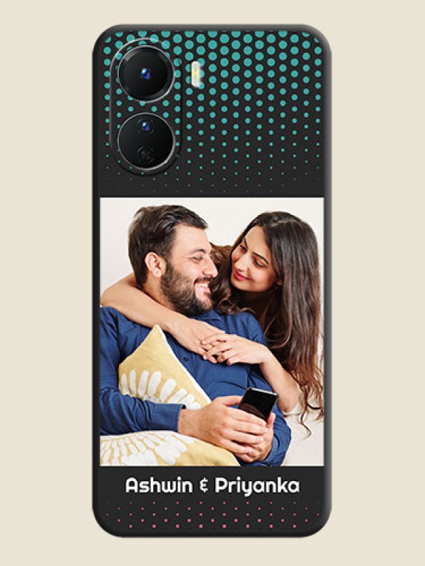 Custom Faded Dots with Grunge Photo Frame and Text on Space Black Custom Soft Matte Phone Cases - Vivo Y16