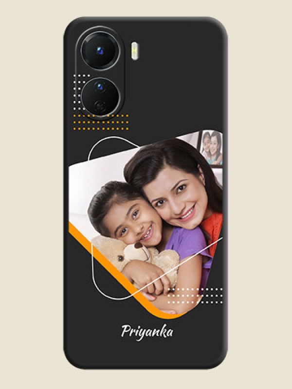 Custom Yellow Triangle on Photo on Space Black Soft Matte Phone Cover - Vivo Y16