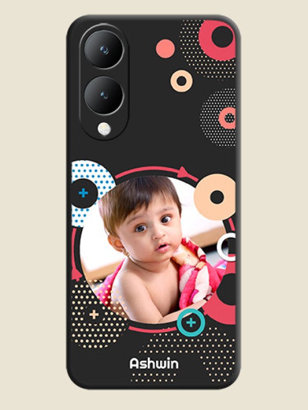 Custom Multicoloured Round Image On Space Black Custom Soft Matte Mobile Back Cover - Vivo Y17S