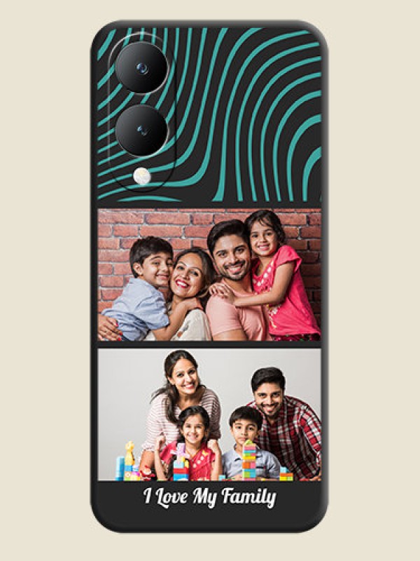 Custom Wave Pattern with 2 Image Holder On Space Black Custom Soft Matte Mobile Back Cover - Vivo Y17S