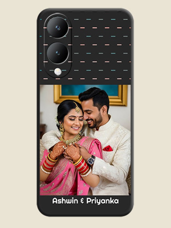 Custom Line Pattern Design with Text On Space Black Custom Soft Matte Mobile Back Cover - Vivo Y17S