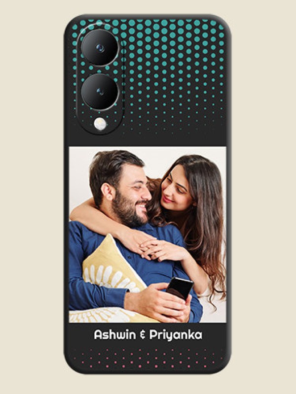 Custom Faded Dots with Grunge Photo Frame and Text On Space Black Custom Soft Matte Mobile Back Cover - Vivo Y17S