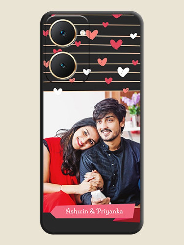 Custom Love Pattern with Name on Pink Ribbon on Photo On Space Black Custom Soft Matte Mobile Back Cover - Vivo Y18