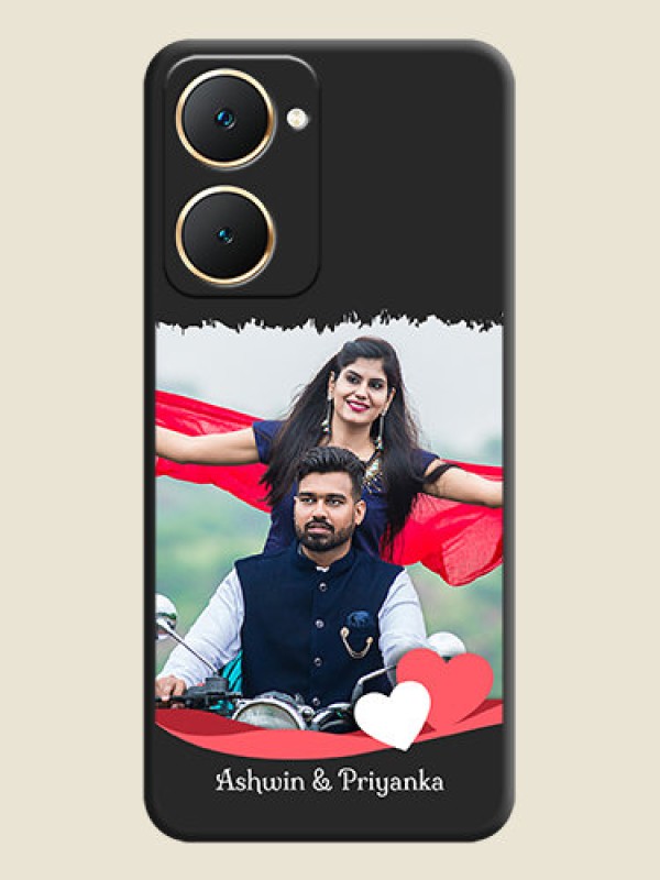 Custom Pin Color Love Shaped Ribbon Design with Text On Space Black Custom Soft Matte Mobile Back Cover - Vivo Y18