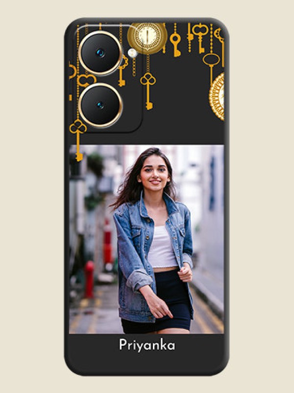 Custom Decorative Design with Text On Space Black Custom Soft Matte Mobile Back Cover - Vivo Y18