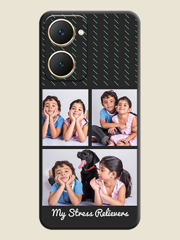 Custom Cross Dotted Pattern with 2 Image Holder On Space Black Custom Soft Matte Mobile Back Cover - Vivo Y18