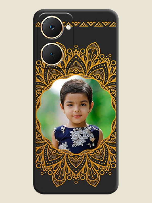 Custom Round Image with Floral Design On Space Black Custom Soft Matte Mobile Back Cover - Vivo Y18