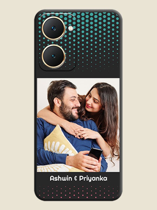 Custom Faded Dots with Grunge Photo Frame and Text On Space Black Custom Soft Matte Mobile Back Cover - Vivo Y18