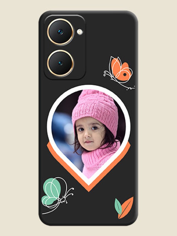 Custom Upload Pic With Simple Butterly Design On Space Black Custom Soft Matte Mobile Back Cover - Vivo Y18