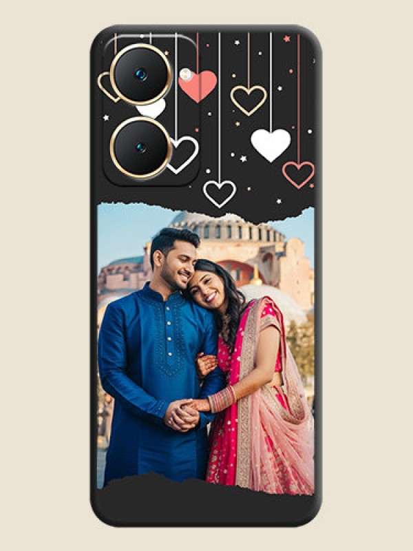 Custom Love Hangings with Splash Wave Picture On Space Black Custom Soft Matte Mobile Back Cover - Vivo Y18e