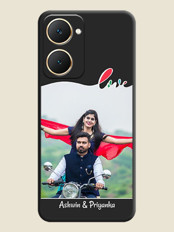 Custom Fall in Love Pattern with Picture on Photo On Space Black Custom Soft Matte Mobile Back Cover - Vivo Y18e