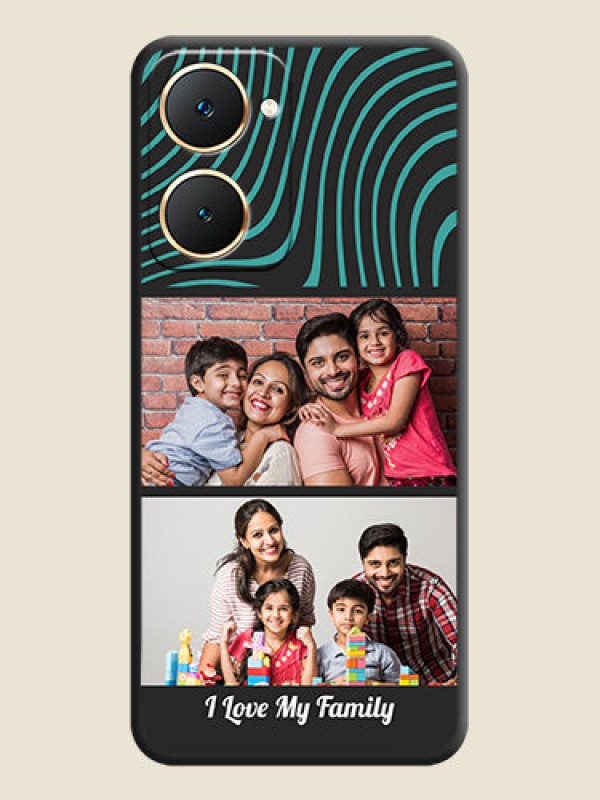 Custom Wave Pattern with 2 Image Holder On Space Black Custom Soft Matte Mobile Back Cover - Vivo Y18e