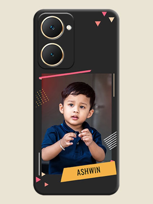 Custom Photo Frame with Triangle Small Dots on Photo On Space Black Custom Soft Matte Mobile Back Cover - Vivo Y18i