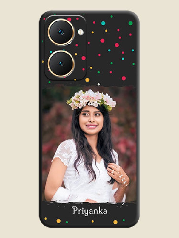 Custom Multicolor Dotted Pattern with Text On Space Black Custom Soft Matte Mobile Back Cover - Vivo Y18T
