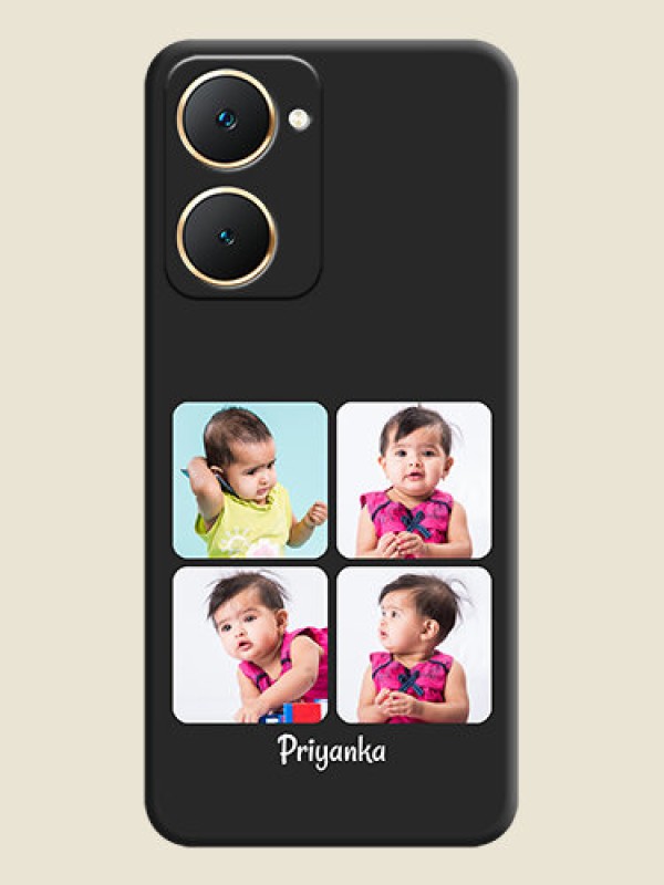Custom Floral Art with 6 Image Holder on Photo On Space Black Custom Soft Matte Mobile Back Cover - Vivo Y18T