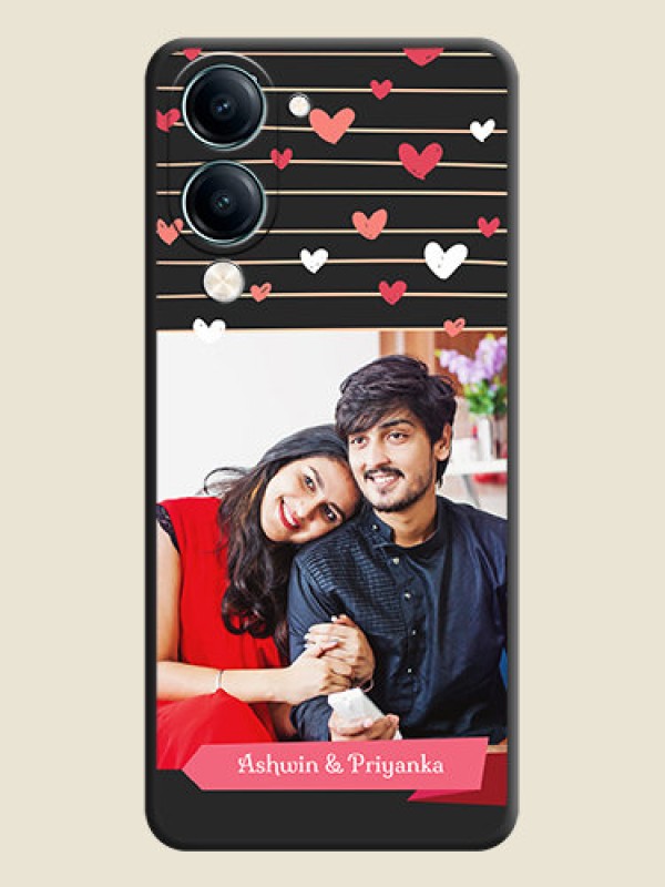 Custom Love Pattern with Name on Pink Ribbon on Photo On Space Black Custom Soft Matte Mobile Back Cover - Vivo Y19 5G