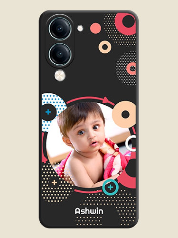 Custom Multicoloured Round Image On Space Black Custom Soft Matte Mobile Back Cover - Vivo Y19e