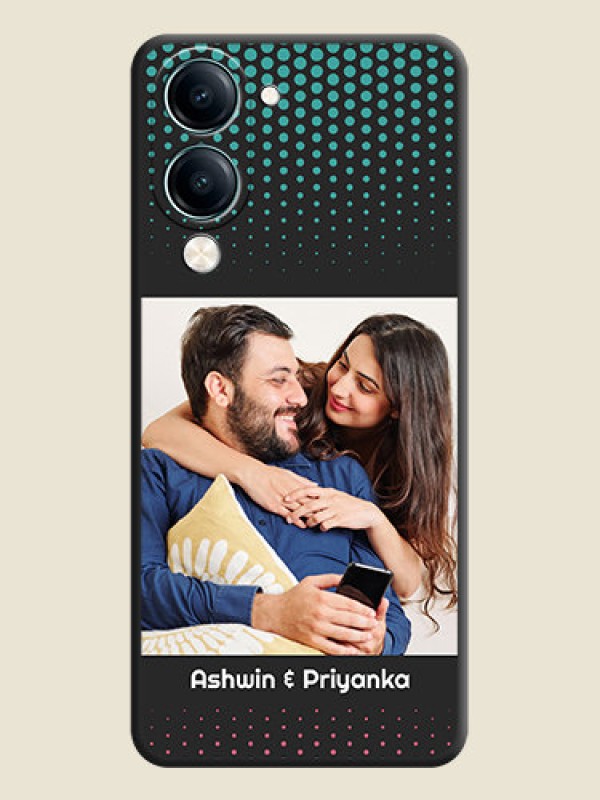 Custom Faded Dots with Grunge Photo Frame and Text On Space Black Custom Soft Matte Mobile Back Cover - Vivo Y19e