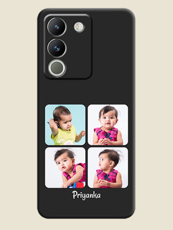 Custom Floral Art with 6 Image Holder on Photo On Space Black Custom Soft Matte Mobile Back Cover - Vivo Y200 5G