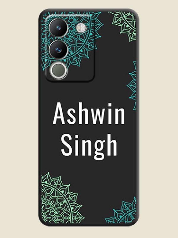 Custom Your Name with Floral Design On Space Black Custom Soft Matte Mobile Back Cover - Vivo Y200 5G