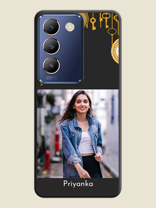 Custom Decorative Design with Text on Space Black Custom Soft Matte Back Cover - Vivo Y200E 5G