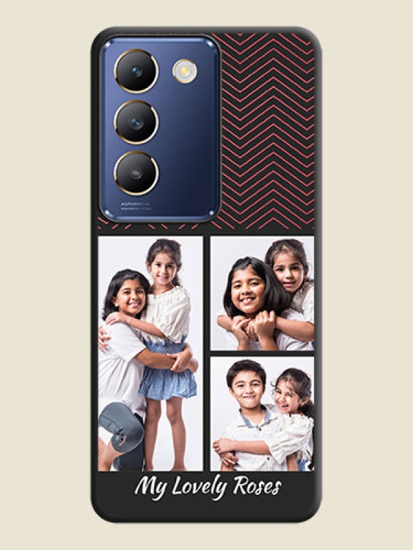 Custom Wave Pattern with 3 Image Holder on Space Black Custom Soft Matte Back Cover - Vivo Y200E 5G