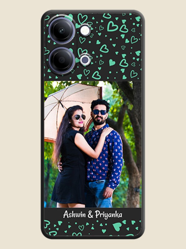 Custom Sea Green Indefinite Love Pattern on Photo On Space Black Custom Soft Matte Mobile Back Cover - Vivo Y21 5G