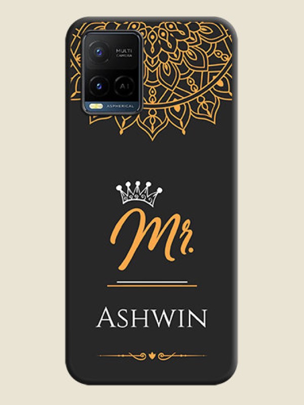 Custom Mr Name with Floral Design  on Personalised Space Black Soft Matte Cases - Vivo Y21