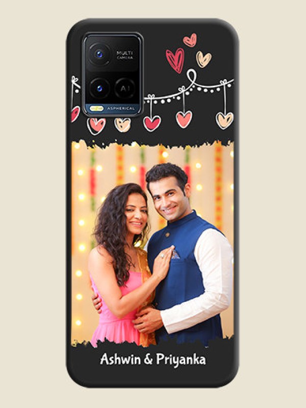 Custom Pink Love Hangings with Name on Space Black Custom Soft Matte Phone Cases - Vivo Y21G