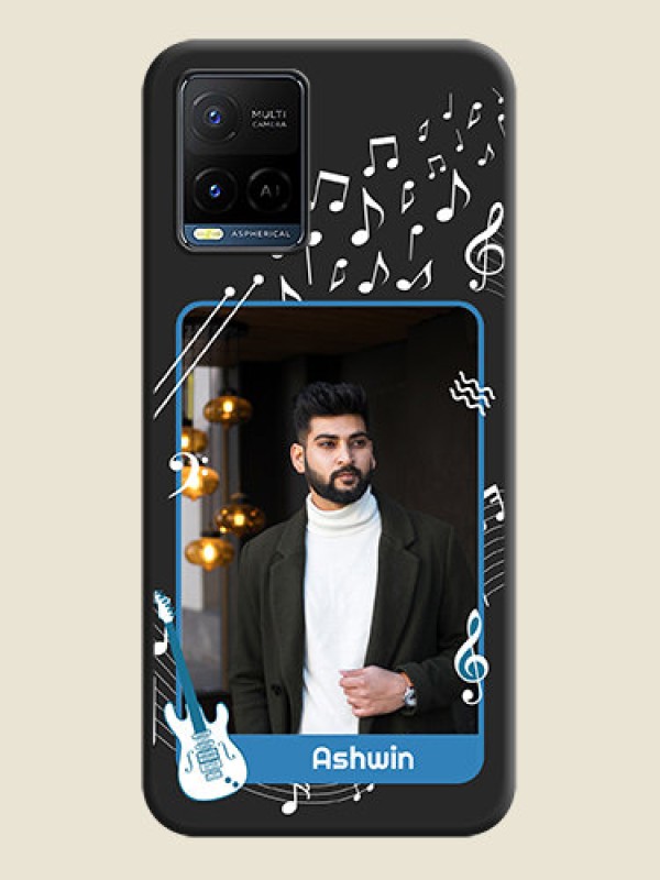 Custom Musical Theme Design with Text on Photo on Space Black Soft Matte Mobile Case - Vivo Y21G