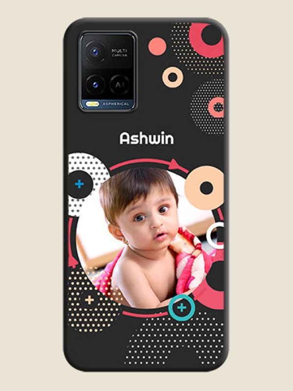 Custom Multicoloured Round Image on Personalised Space Black Soft Matte Cases - Vivo Y21G