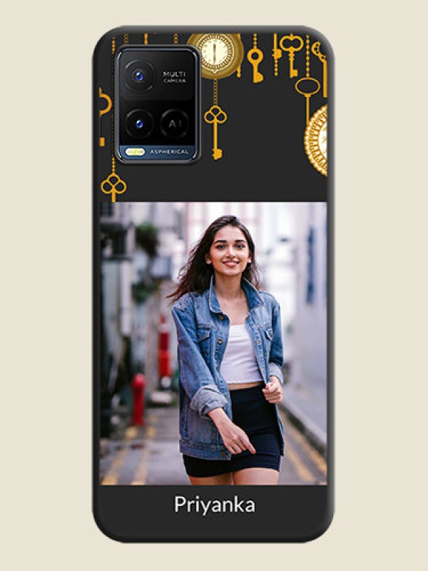 Custom Decorative Design with Text on Space Black Custom Soft Matte Back Cover - Vivo Y21G