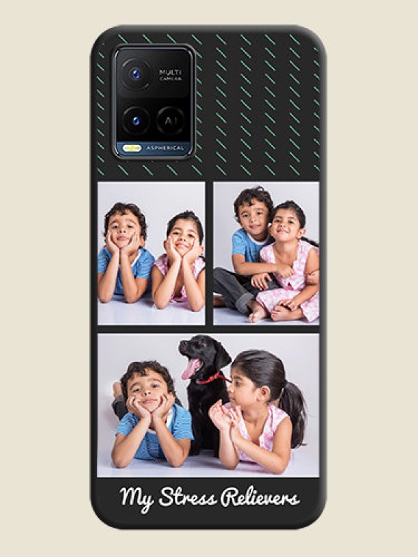 Custom Cross Dotted Pattern with 2 Image Holder  on Personalised Space Black Soft Matte Cases - Vivo Y21G