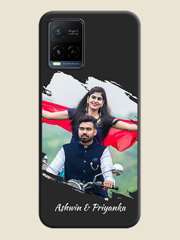 Custom Grunge Brush Strokes on Photo on Space Black Soft Matte Back Cover - Vivo Y21G