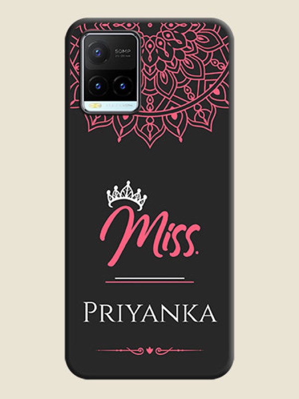 Custom Mrs Name with Floral Design on Space Black Personalized Soft Matte Phone Covers - Vivo Y21T