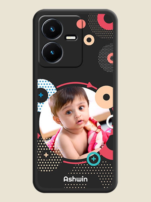 Custom Multicoloured Round Image on Personalised Space Black Soft Matte Cases - Vivo Y22