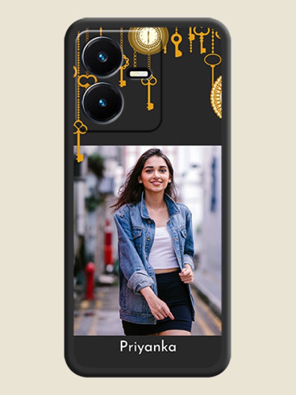 Custom Decorative Design with Text on Space Black Custom Soft Matte Back Cover - Vivo Y22