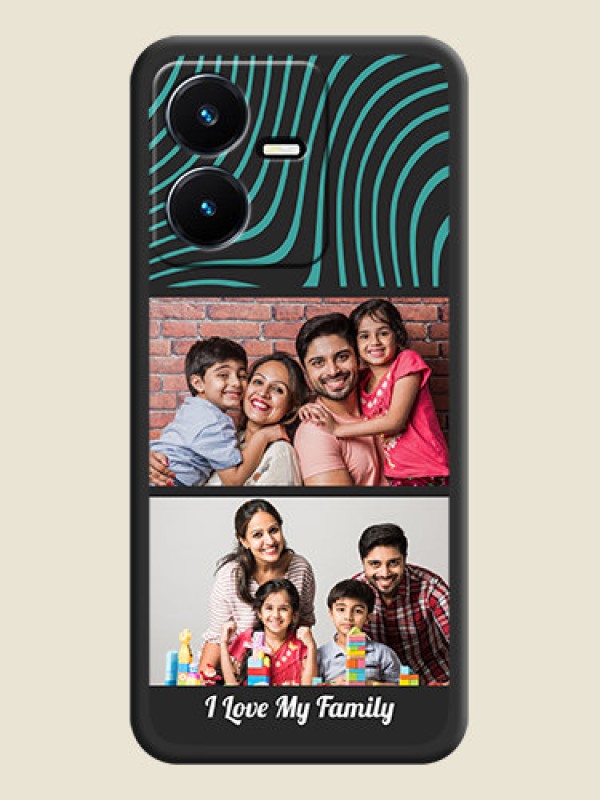 Custom Wave Pattern with 2 Image Holder on Space Black Personalized Soft Matte Phone Covers - Vivo Y22