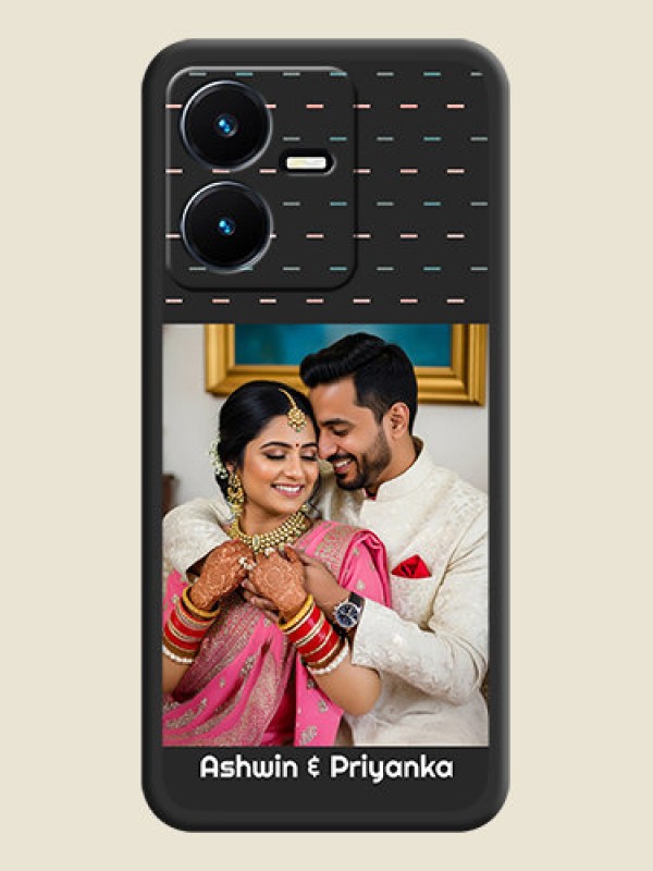 Custom Line Pattern Design with Text on Space Black Custom Soft Matte Phone Back Cover - Vivo Y22