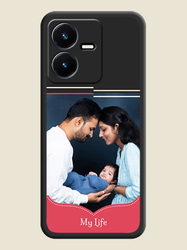 Custom Classic Plain Design with Name on Photo on Space Black Soft Matte Phone Cover - Vivo Y22